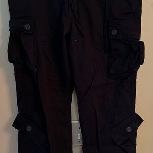 Match Black Cargo Pants Tactical Design